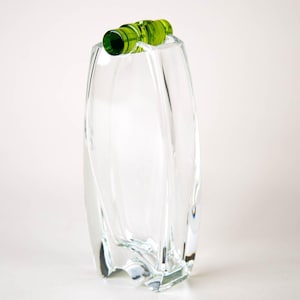 Baccarat Oeanie Vase 6.5" Light Green Flower Frog Vintage Crystal France Signed