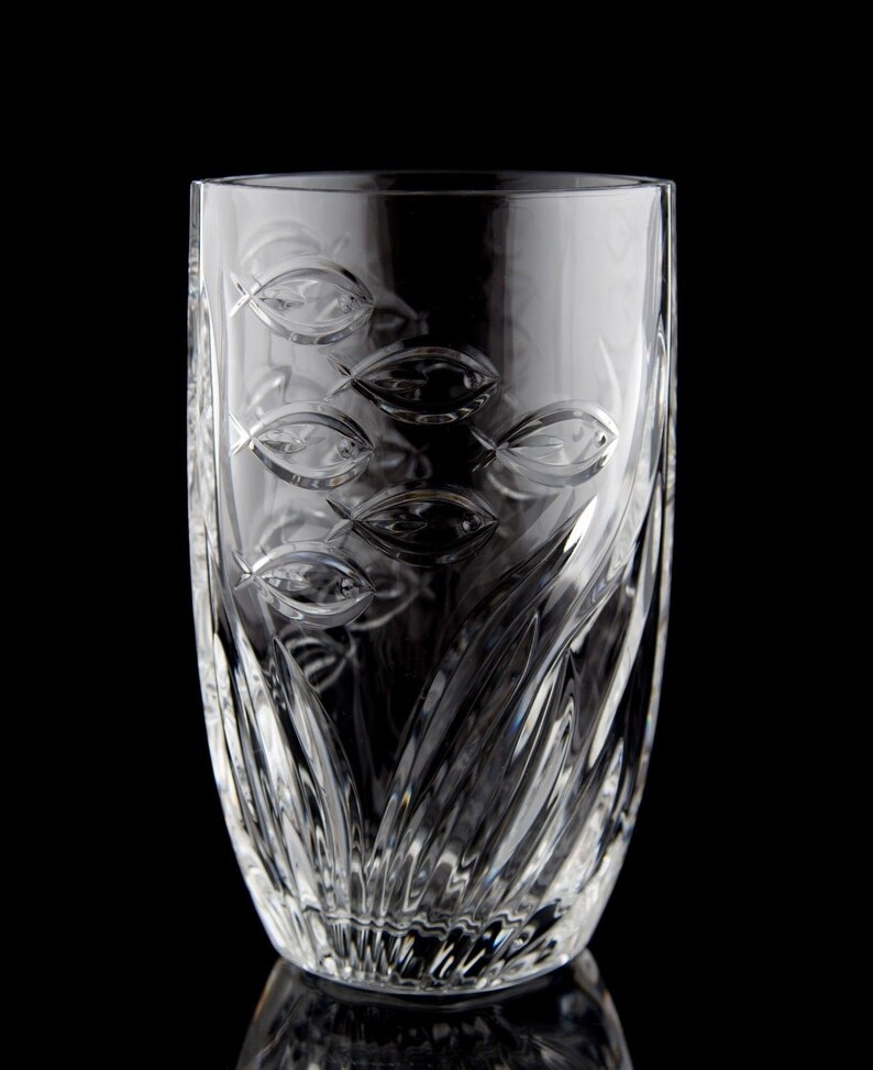 Royal Crystal Rock Rcr Lead Crystal Fish Pattern Flower Vase Etsy