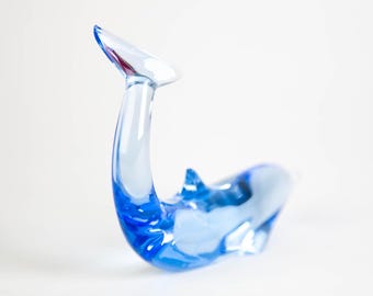 Baccarat Dauphin Blue Dolphin Swimming Figurine Vintage Crystal