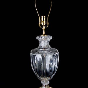 Vintage John Richard Italian Crystal Urn Lamp 30&quot; Green Marble Base