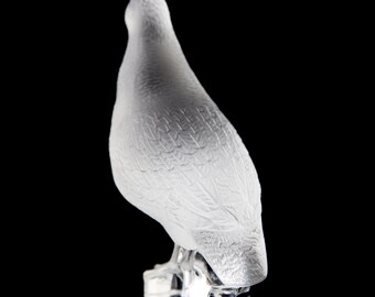 Lalique Perdrix Debout Tall Standing Partridge Bird Frosted