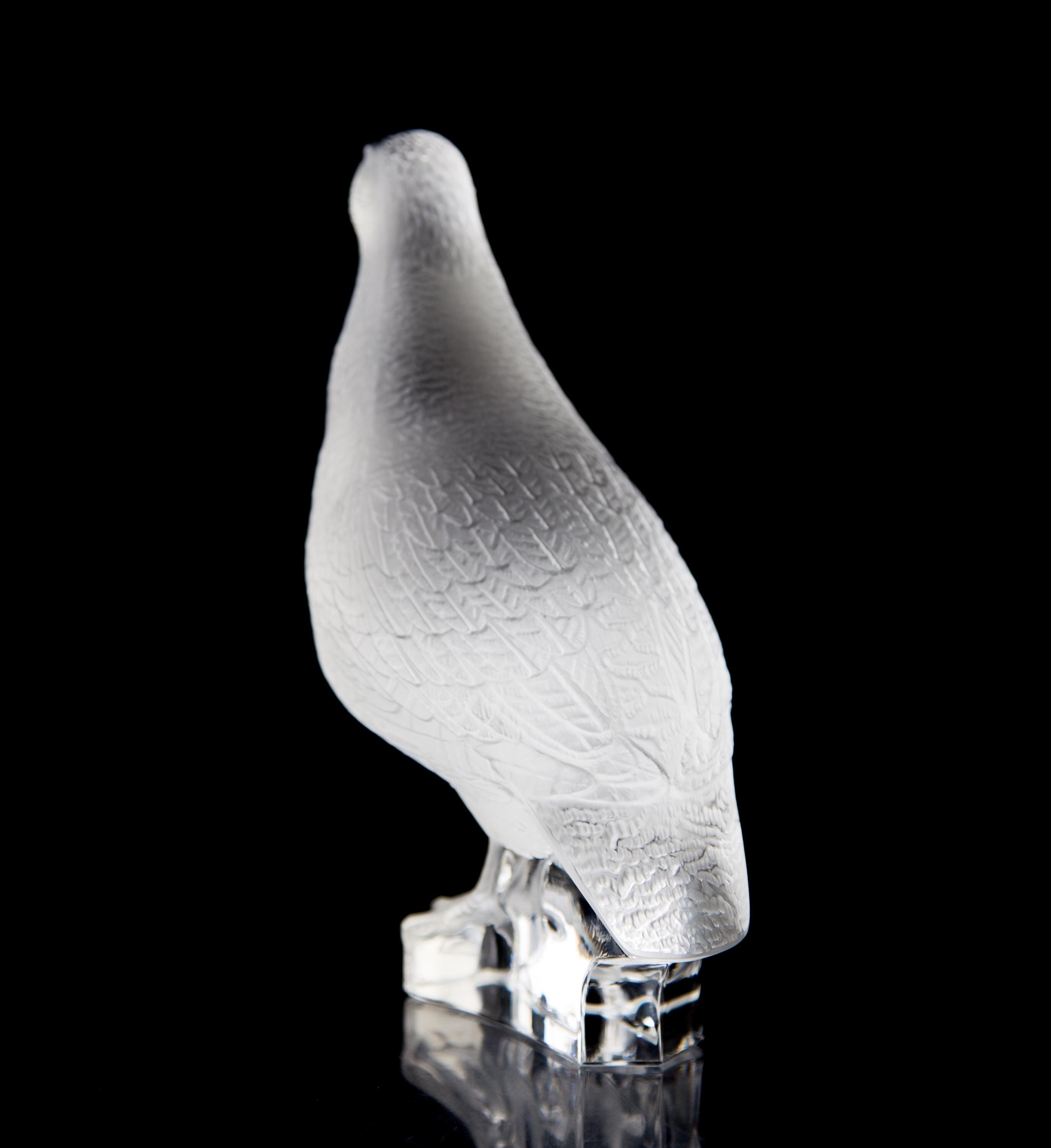 Lalique Perdrix Debout Tall Standing Partridge Bird Frosted