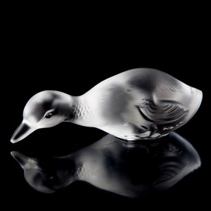 Baccarat Frosted Duck Crystal Figurine Paperweight Vintage France Signed