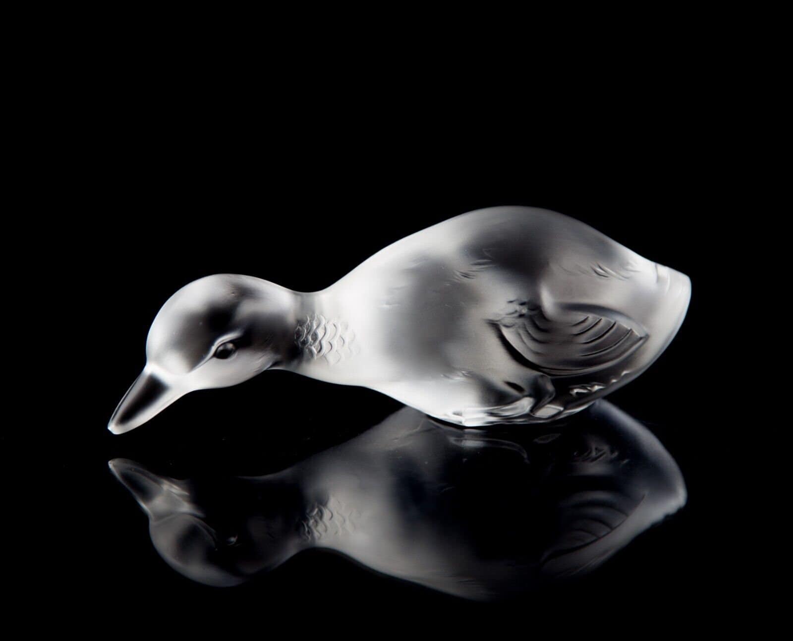 Baccarat Frosted Duck Crystal Figurine Paperweight Vintage France