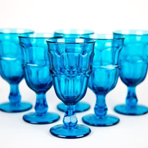 Westmoreland Ashburton Blue Small Wine Goblet Glasses Set of 6 Vintage Drinkware