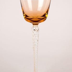 Vintage Amber Yellow Air Twist Stem Wine Glass