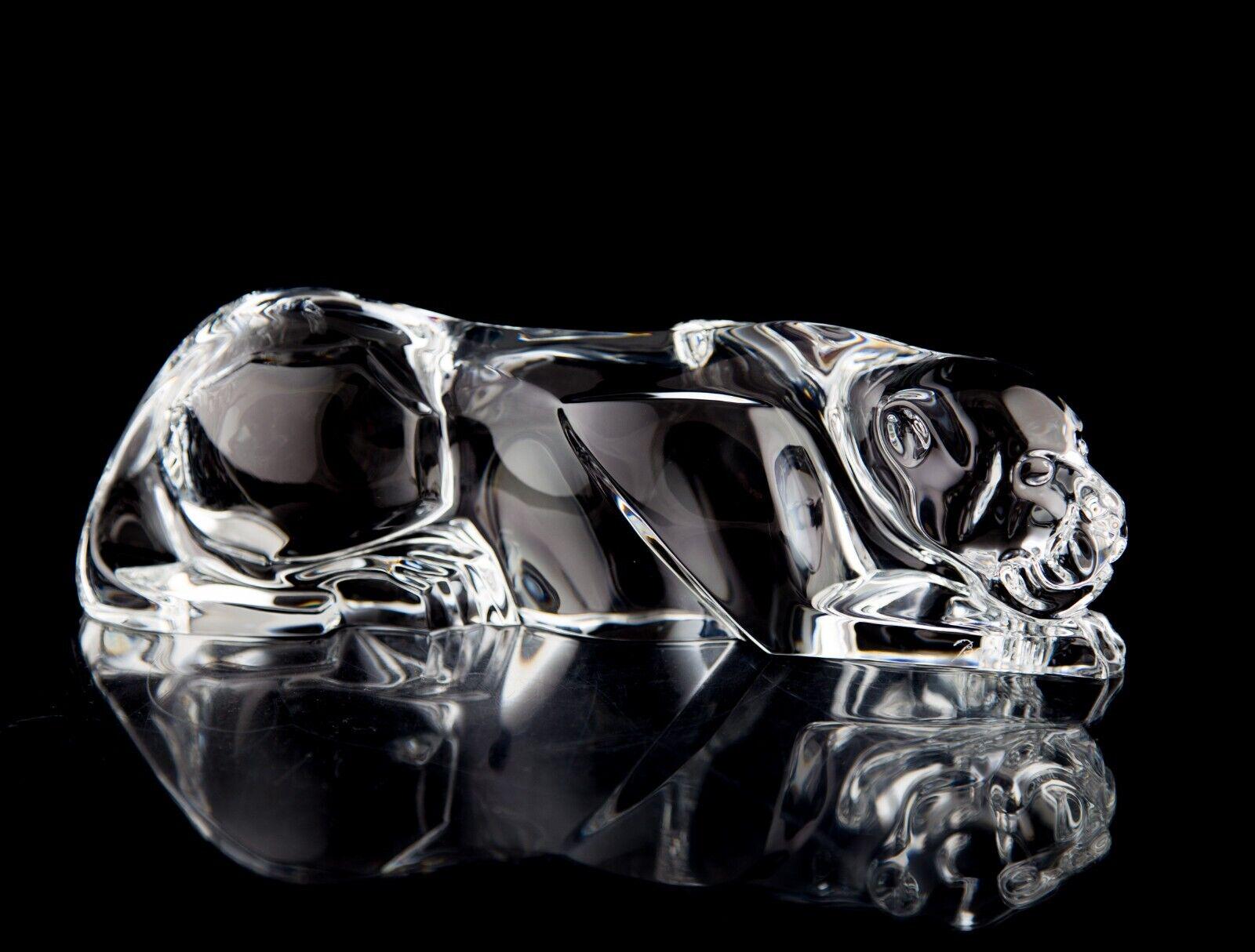 Baccarat Stalking Panther Clear Crystal Large Figurine Sculpture
