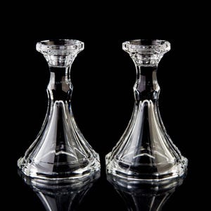 Fostoria Virginia Clear Candlesticks Set of 2 Elegant Vintage Crystal