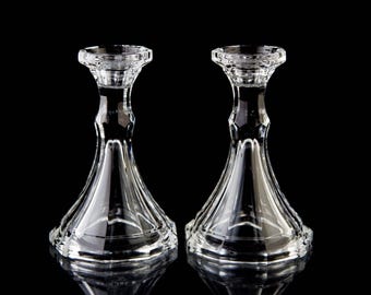 Fostoria Virginia Clear Candlesticks Set of 2 Elegant Vintage Crystal