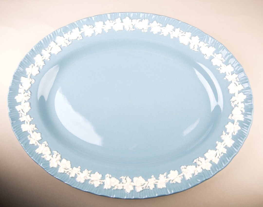 Wedgwood Queensware Cream on Lavender Blue Shell Edge Oval Serving