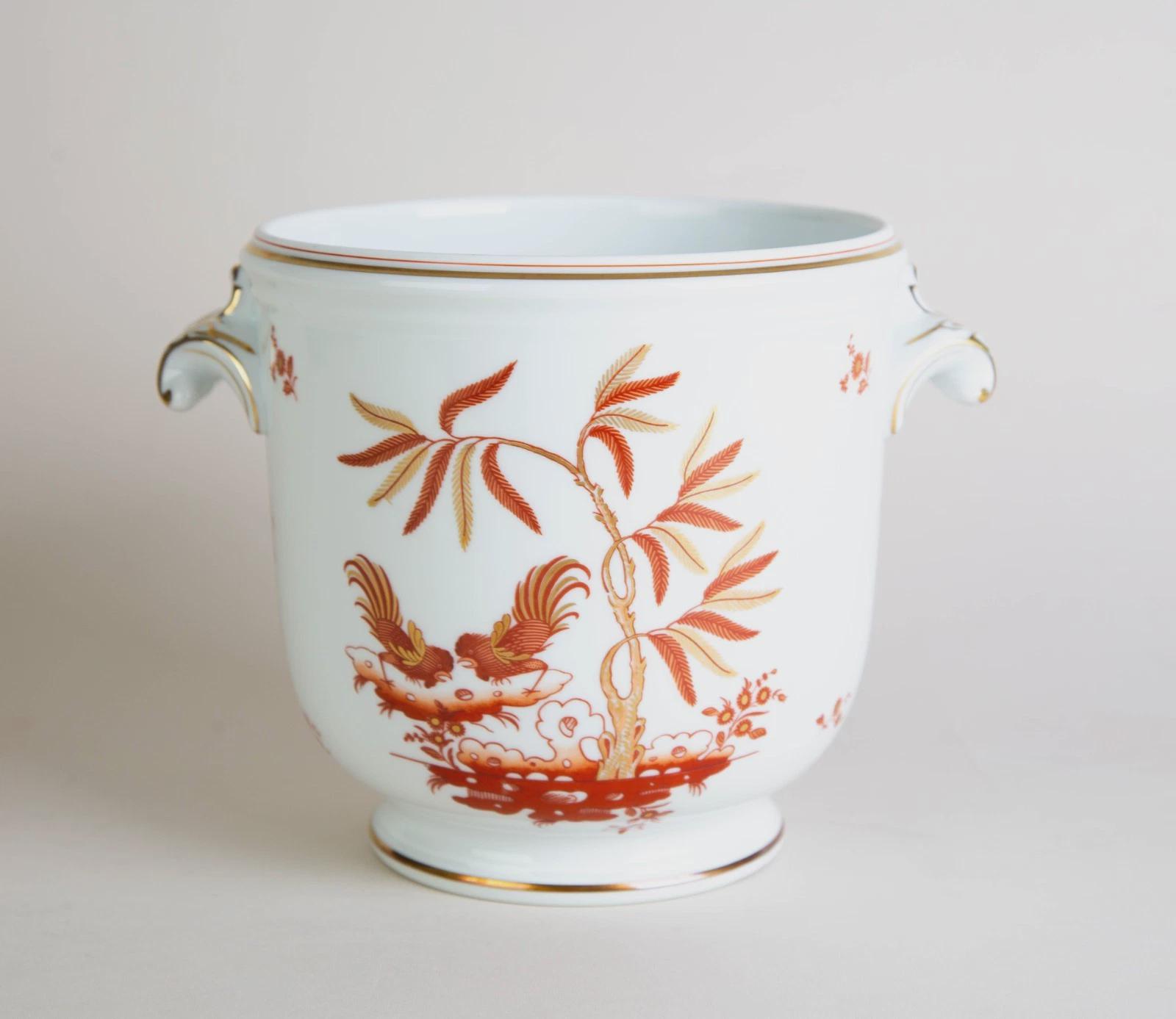 Richard Ginori 花器 ホワイト オレンジ Richard Ginori Siena Rust Large Cache Pot Jardiniere Vase Vintage