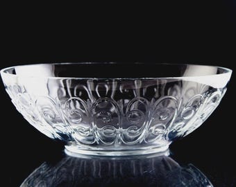 バカラ オーバル型センターピースボウル 14インチ エンボス加工スクロールデザイン ヴィンテージクリスタル サイン入り