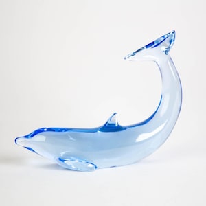 Baccarat Dauphin Blue Dolphin Swimming Figurine Vintage Crystal