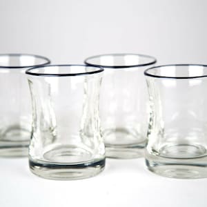 Vintage Cobalt Blue Rim Tumbler Glasses Set of 4 Glassware