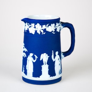 Antique Wedgwood Dark Blue Jasperware Mini Pitcher Jug Creamer England 19th c.
