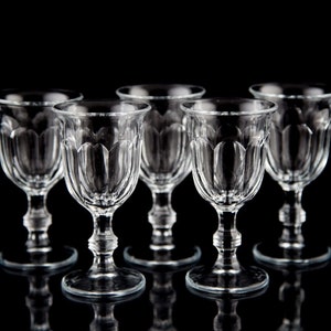 Indiana Colonial Clear 2 oz. Small Wine Cordial Glasses Set of 5 Antique Glass