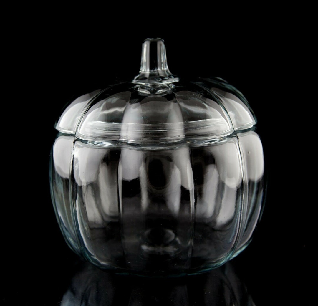 Anchor Hocking Clear Glass Pumpkin Jar & Lid Vintage Glassware Etsy