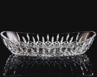 Waterford Lismore Oval Celery Dish 10" Elegant Vintage Crystal Tableware Signed