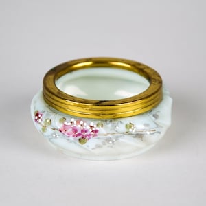 Antique CF Monroe Wave Crest Hand Painted Glass Pin Tray Open Trinket Dish image 1