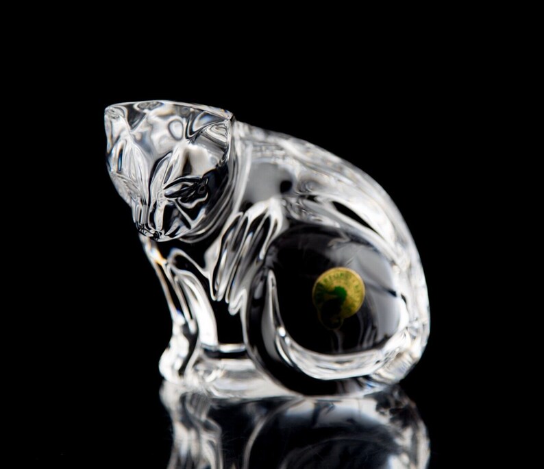 Buy Waterford Cat Looking Down Figurine 4 Vintage Crystal Signed Online