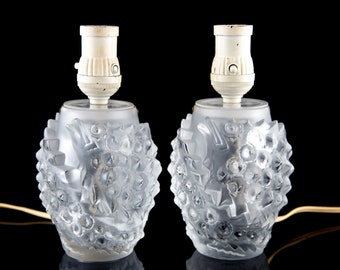 Lalique Deux Poissons Double Fish Frosted Kristalllampen Vintage Frankreich Signiert