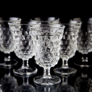 Fostoria American Clear Low Water Goblet Glasses Set di 6 bicchieri da acqua vintage Cube