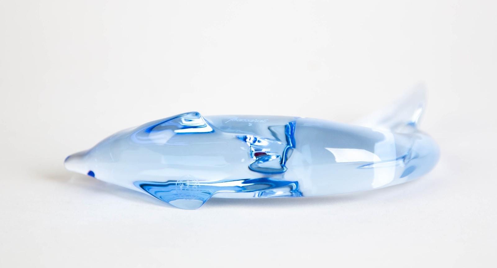 美品　バカラ　ドルフィン　希少価値 ブルー Baccarat Dauphin Blue Dolphin Swimming Figurine Vintage Crystal