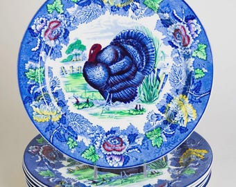 Wood & Sons English Scenery Blau Mehrfarbig Speiseteller 6er Set Türkei Design Vintage Thanksgiving Geschirr
