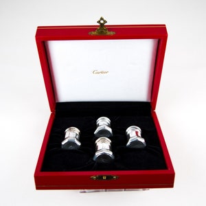 カルティエ（Cartier）のシルバースタンプボックス（シルバー925製） Vintage Cartier Sterling Silver Cased Set of 4 Individual Salt