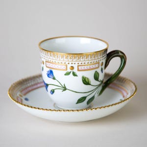 Royal Copenhagen Flora Danica Cup & Saucer #3597 Primula Norvegica Retz. Vintage Porcelain Denmark