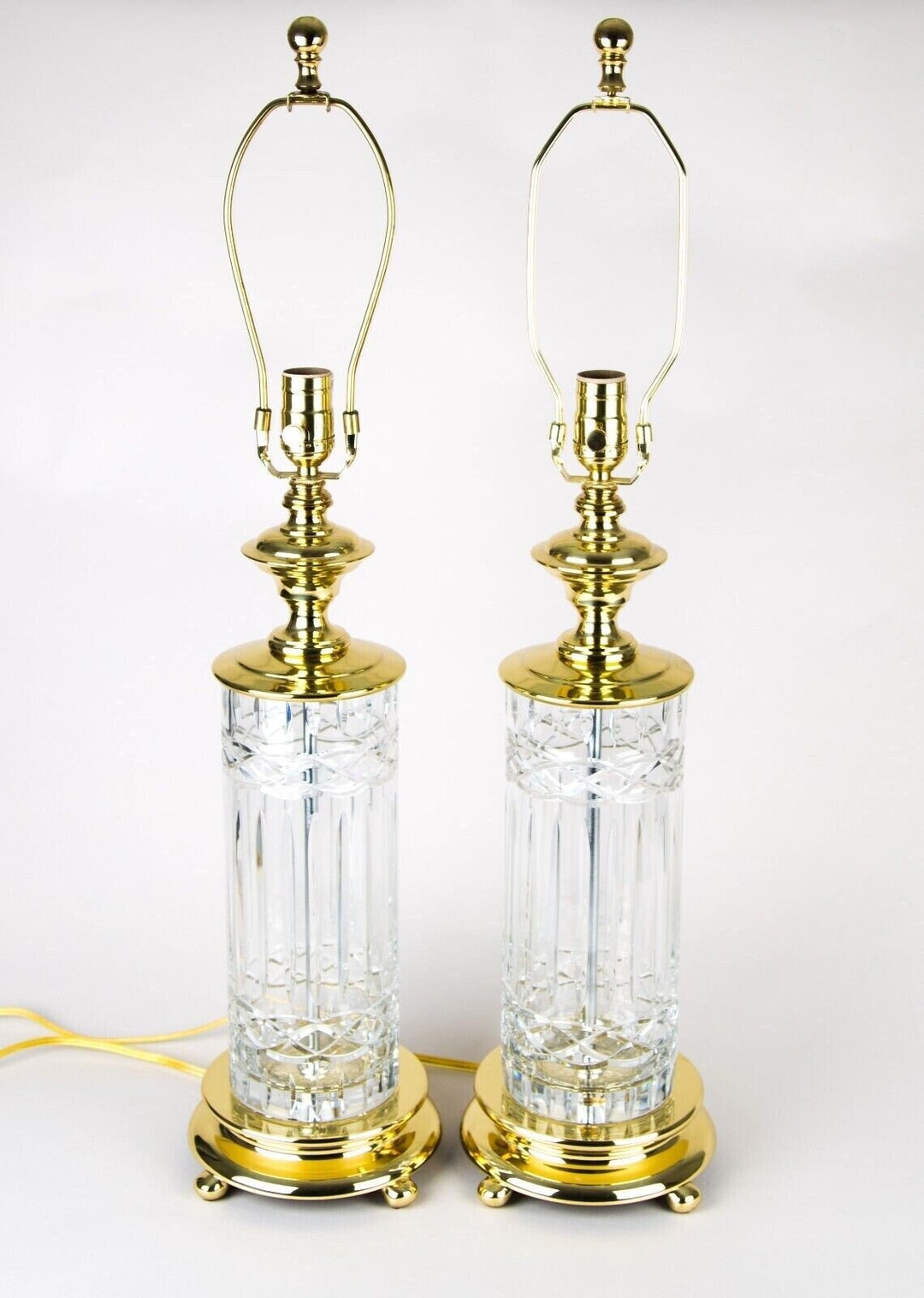 Waterford Book of Kells Pair of Lamps Elegant Vintage Crystal Signed Etsy
