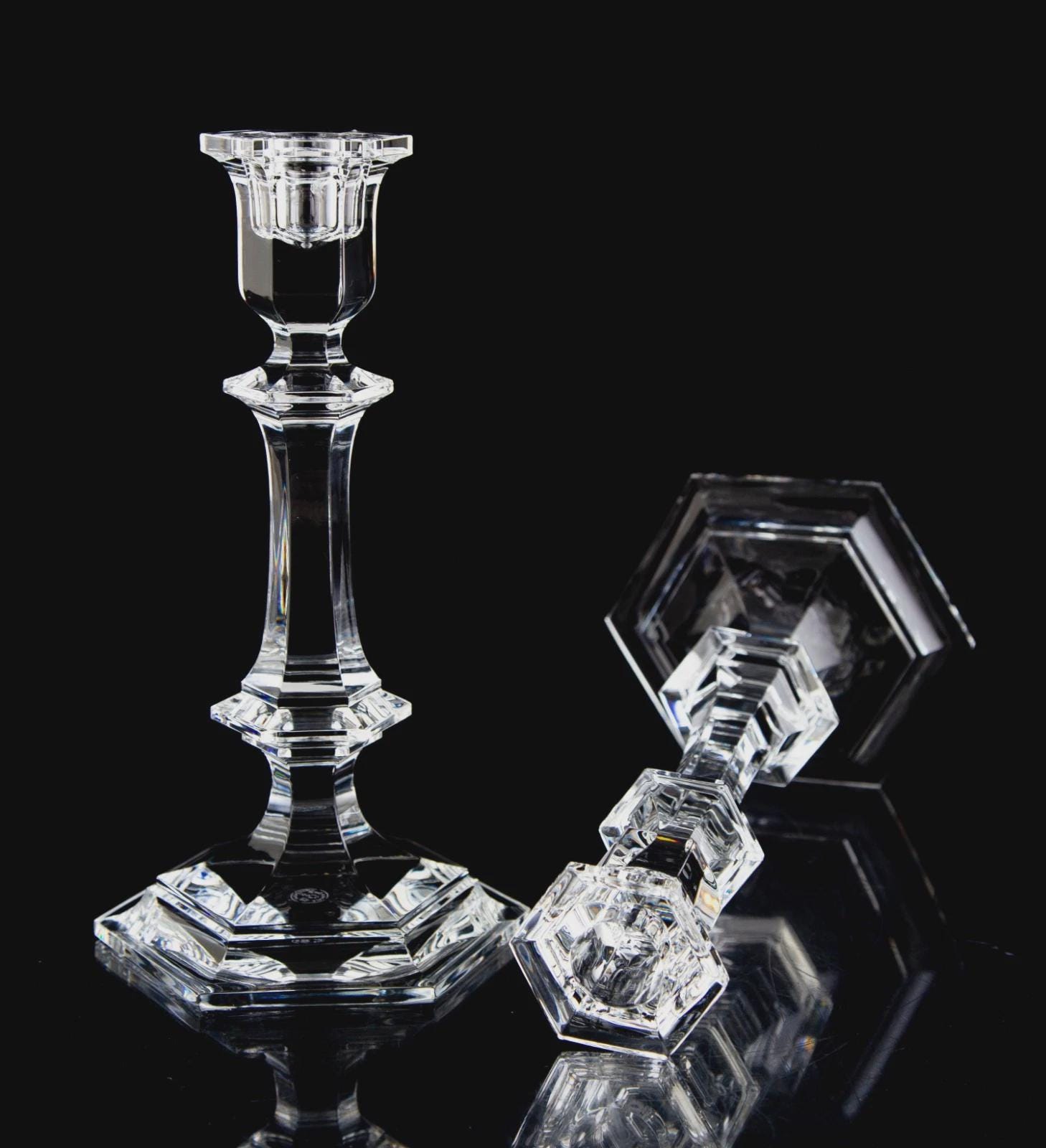 Baccarat Harcourt Versailles Candlesticks Set of 2 Vintage Crystal