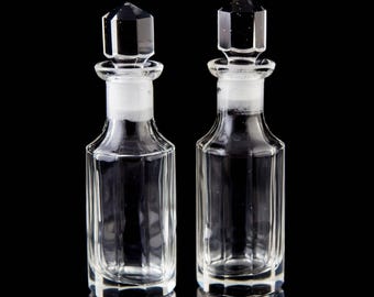 Juego de 2 frascos de vidrio antiguo para perfumes y colonia