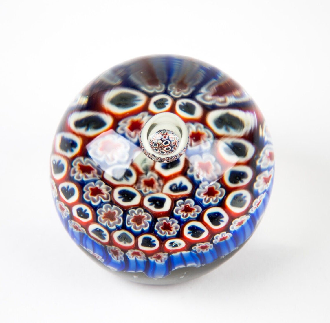 Vintage Millefiori Art Glass Paperweight Spade & Flower Canes Etsy