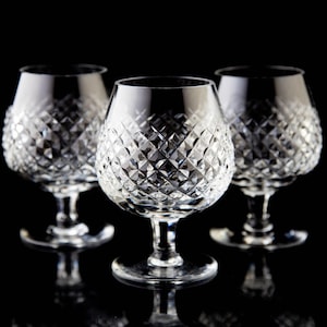Waterford Alana Brandy Snifter Glasses Set of 3 Elegant Vintage Barware Signed