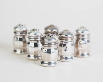 Set di 6 saliere e pepiere individuali antiche in argento sterling (3 coppie)