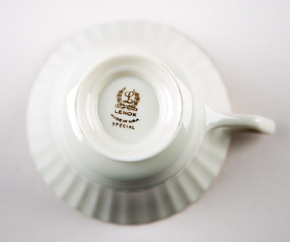 Lenox Special L148 Footed Cups and Saucers Set of 2 Vintage Gold