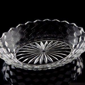 Fostoria American Clear Oval Vegetable Bowl 9.5&quot; Vintage Cube Motif Glass