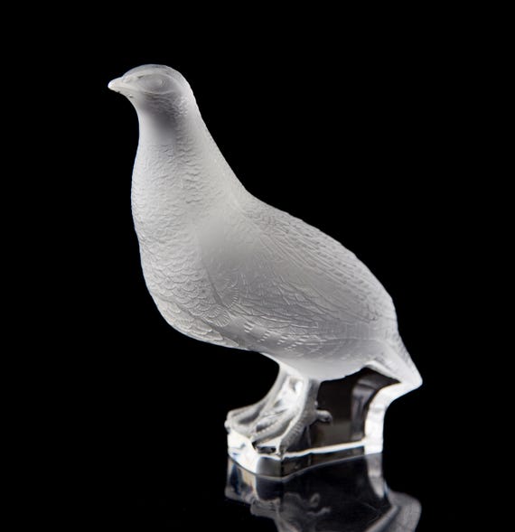 Lalique Perdrix Debout Tall Standing Partridge Bird Frosted