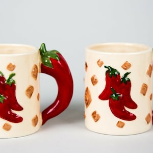 House of Lloyd Chile Pepper Ceramic Mugs Set of 2 Vintage Figural Giftware