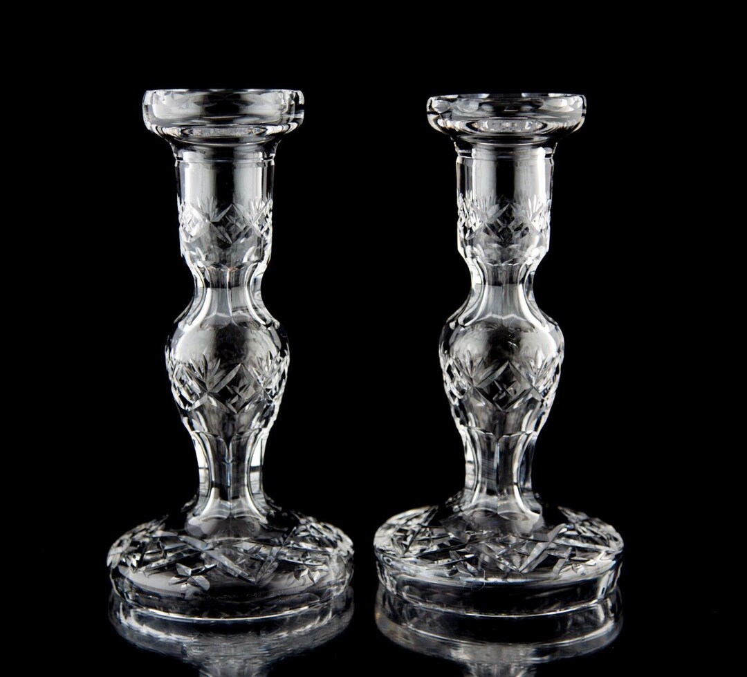 Waterford Candlesticks Set of 2 Elegant Vintage Cut Crystal Etsy