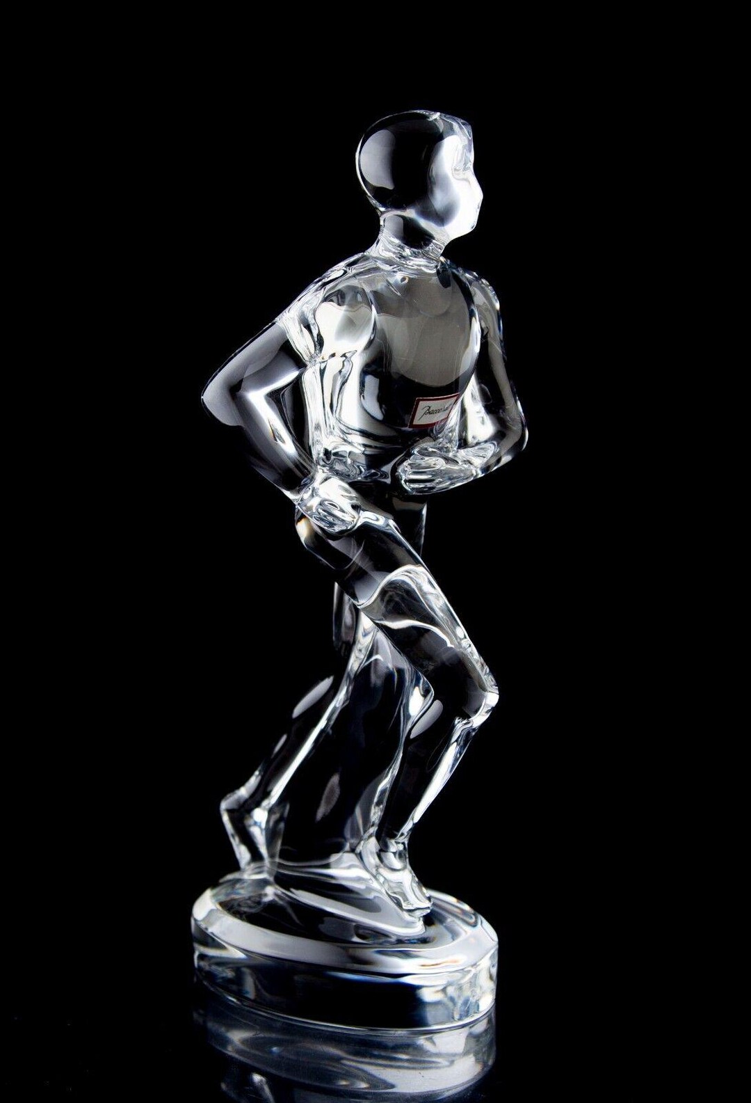 Baccarat Jogger Runner Running Man Figurine Signed Vintage Crystal