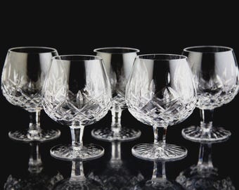 Waterford Lismore Brandy Snifter Glasses Set of 5 Elegant Vintage Barware Signed