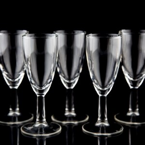 Vintage Liquor Cocktail Sherry Glasses Set of 5 Clear Plain Glass Stemware