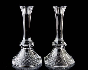 Anchor Hocking Legacy Candlesticks Set of 2 Elegant Vintage Crystal