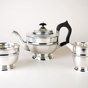 Emile Viner EV Sheffield England English Sterling Silver Tea Set circa 1931