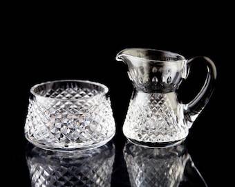 Pot à crème et sucrier Waterford Alana, élégant vintage en cristal signé