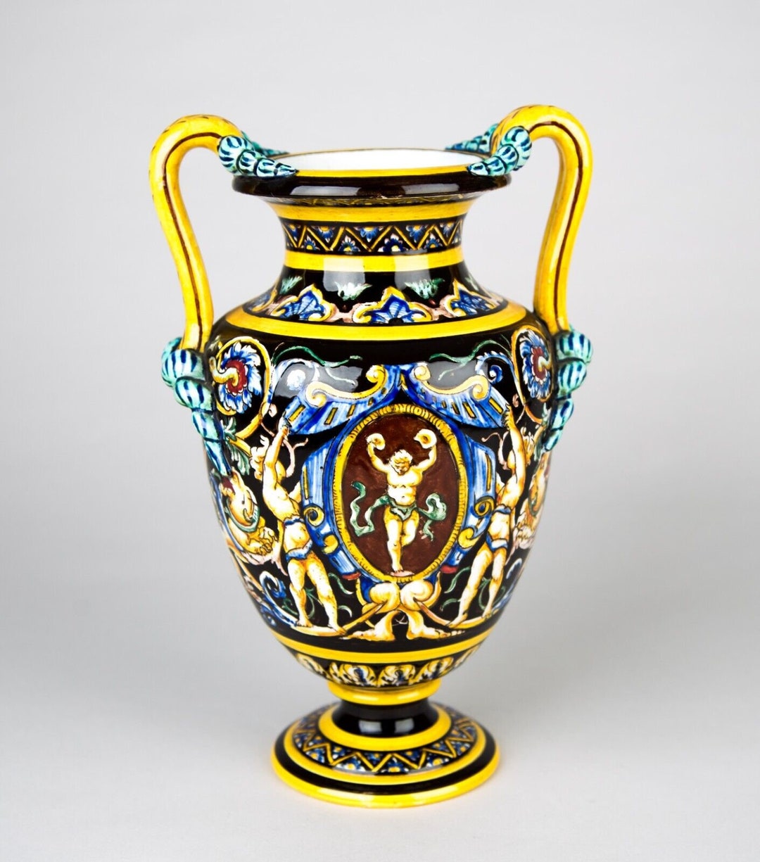 イタリア アンティーク マジョリカ焼き マジョリカ陶器 花瓶 壺