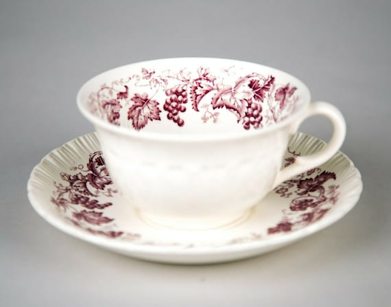Wedgwood Old Vine Purple Cup & Saucer Vintage England - Etsy