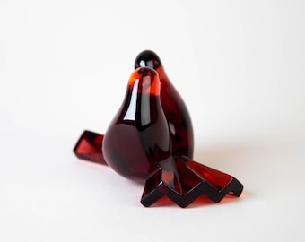 Baccarat Red Love Birds Saint Valentin Doves Figurine Paperweight